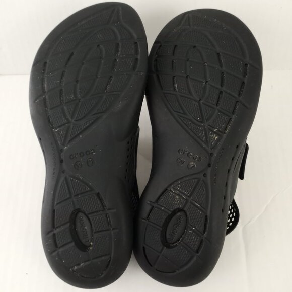 CROCS LiteRide 360 Black Double Band Sandals Comfort Shoes Adjustable Strap - Picture 6 of 7